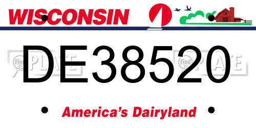 DE38520 Wisconsin License Plate