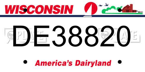 DE38820 Wisconsin License Plate