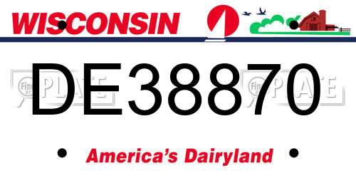 DE38870 Wisconsin License Plate