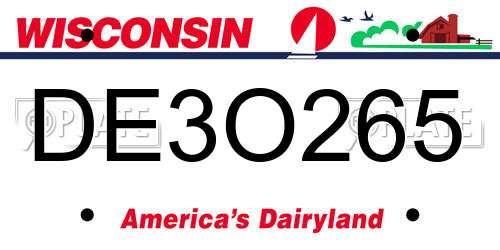 DE3O265 Wisconsin License Plate