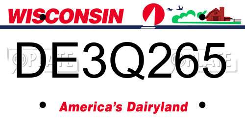 DE3Q265 Wisconsin License Plate