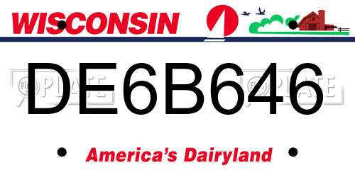 DE6B646 Wisconsin License Plate