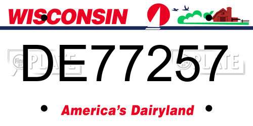 DE77257 Wisconsin License Plate
