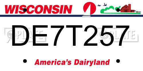 DE7T257 Wisconsin License Plate