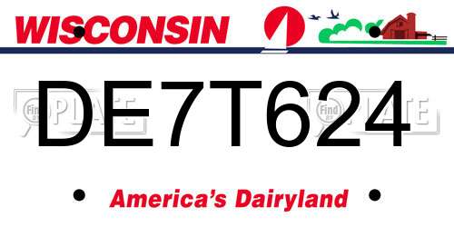 DE7T624 Wisconsin License Plate