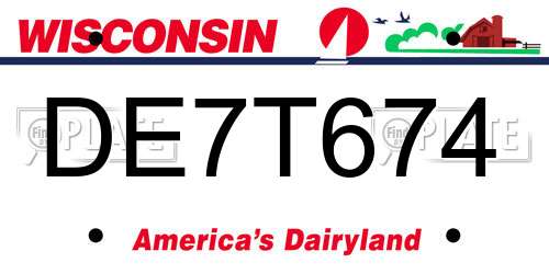 DE7T674 Wisconsin License Plate