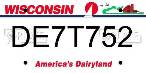 DE7T752 Wisconsin License Plate