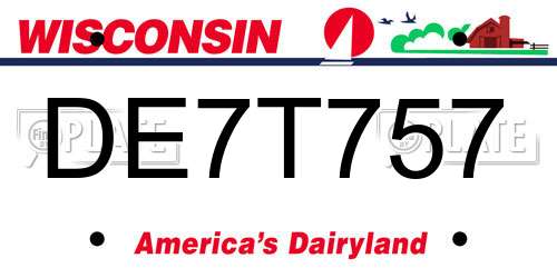 DE7T757 Wisconsin License Plate