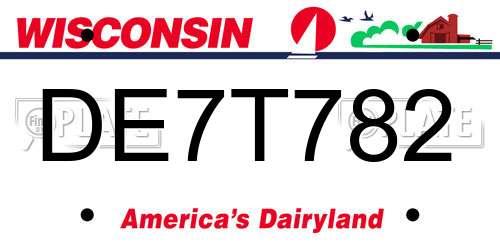 DE7T782 Wisconsin License Plate