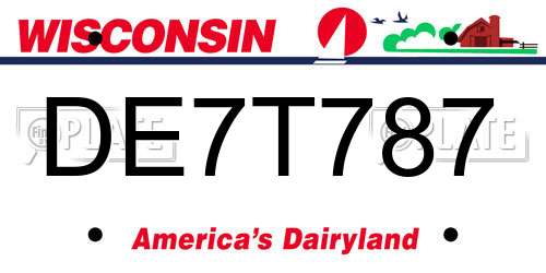 DE7T787 Wisconsin License Plate