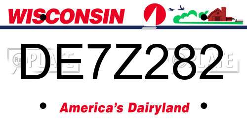 DE7Z282 Wisconsin License Plate