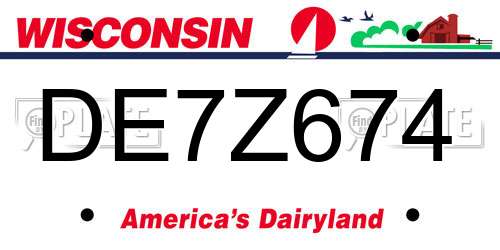 DE7Z674 Wisconsin License Plate