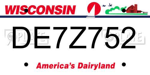DE7Z752 Wisconsin License Plate
