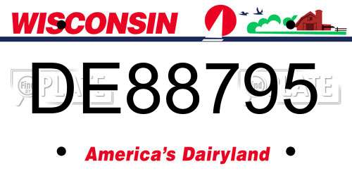 DE88795 Wisconsin License Plate