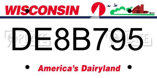 DE8B795 Wisconsin License Plate