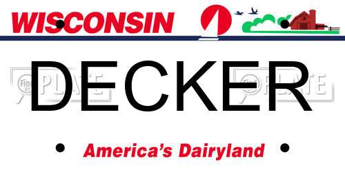 DECKER Wisconsin License Plate