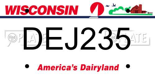 DEJ235 Wisconsin License Plate