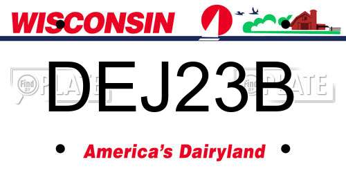 DEJ23B Wisconsin License Plate