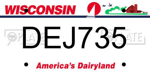 DEJ735 Wisconsin License Plate