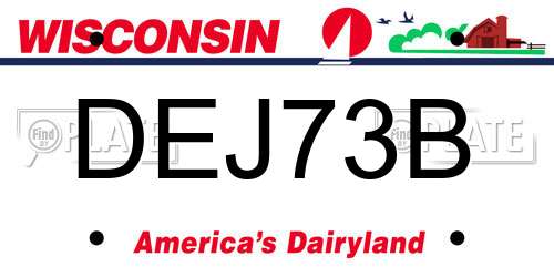 DEJ73B Wisconsin License Plate