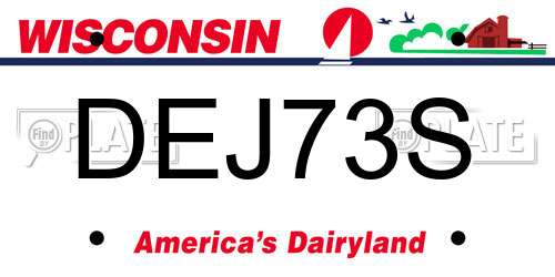 DEJ73S Wisconsin License Plate