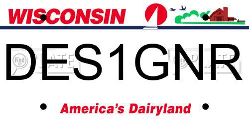 DES1GNR Wisconsin License Plate