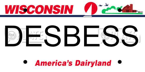 DESBESS Wisconsin License Plate