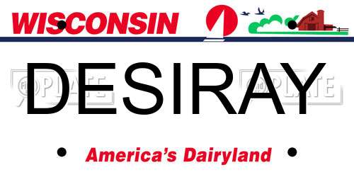 DESIRAY Wisconsin License Plate