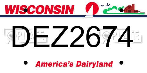 DEZ2674 Wisconsin License Plate