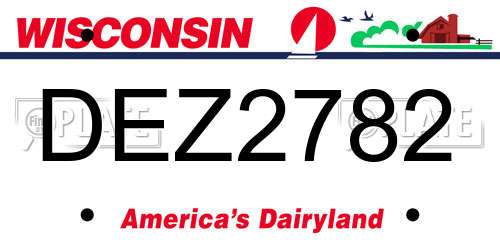 DEZ2782 Wisconsin License Plate