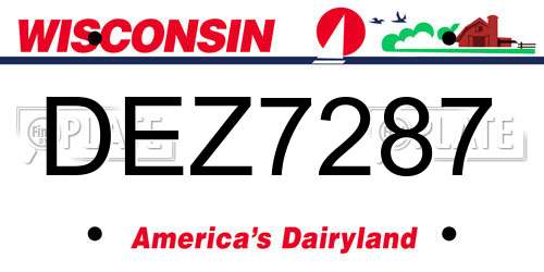 DEZ7287 Wisconsin License Plate