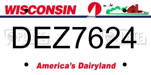 DEZ7624 Wisconsin License Plate