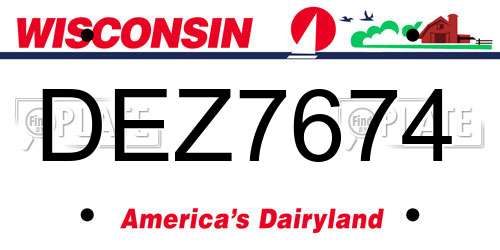 DEZ7674 Wisconsin License Plate