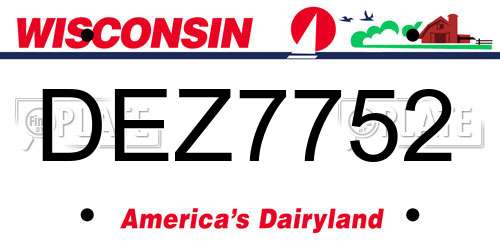 DEZ7752 Wisconsin License Plate
