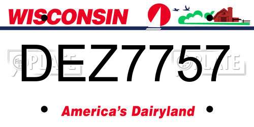 DEZ7757 Wisconsin License Plate