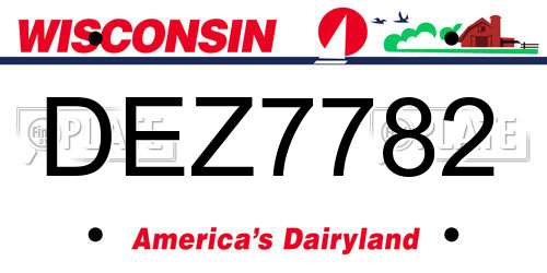 DEZ7782 Wisconsin License Plate