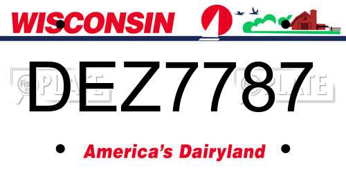 DEZ7787 Wisconsin License Plate