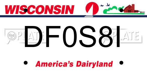 DF0S8I Wisconsin License Plate