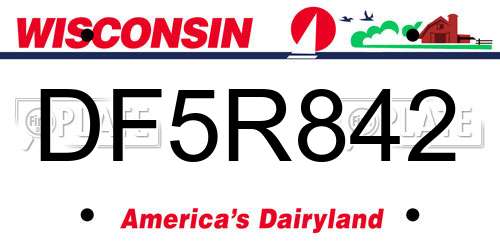 DF5R842 Wisconsin License Plate