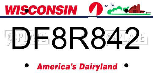 DF8R842 Wisconsin License Plate