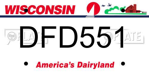 DFD551 Wisconsin License Plate