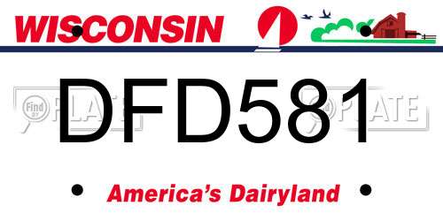 DFD581 Wisconsin License Plate