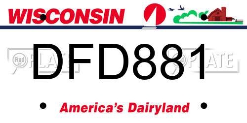 DFD881 Wisconsin License Plate