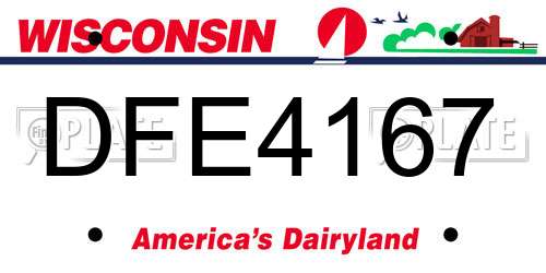 DFE4167 Wisconsin License Plate