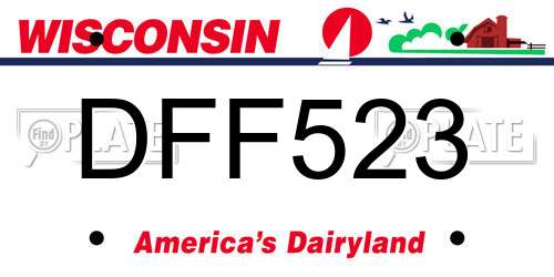 DFF523 Wisconsin License Plate