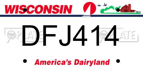 DFJ414 Wisconsin License Plate