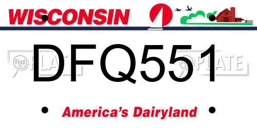DFQ551 Wisconsin License Plate