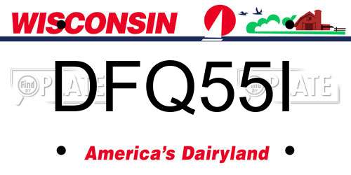 DFQ55I Wisconsin License Plate
