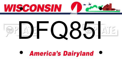 DFQ85I Wisconsin License Plate