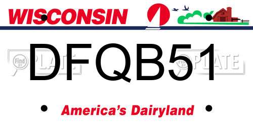 DFQB51 Wisconsin License Plate